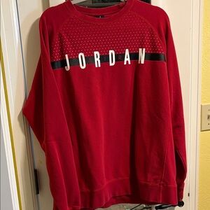 Jordan Men’s Red Crewneck with Black Stripe and White Logo